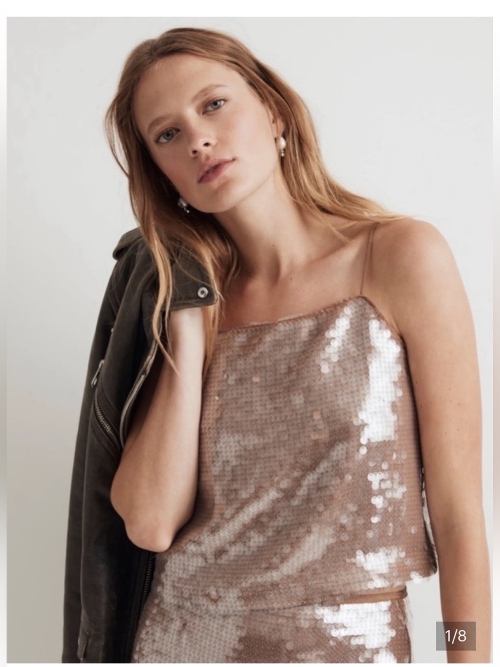 Madewell Nude/Gold Sequin Blouse